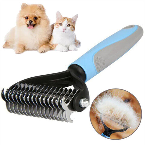 Double-Sided Pet Grooming Brush: Deshedding and Dematting Tool for Dogs & Cats